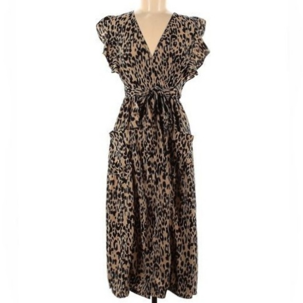 Sienna Sky Leopard Print Midi Dress